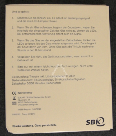 LED ​Trinkuhr SBK, weiß