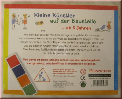 Fingerstempeln für kleine Kinder - Baustelle, mit Kissen-Box