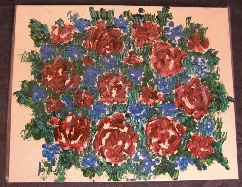 Bild "Blumen", handgemalt, 30 x 24 cm, Bild, unbekannter Künstler