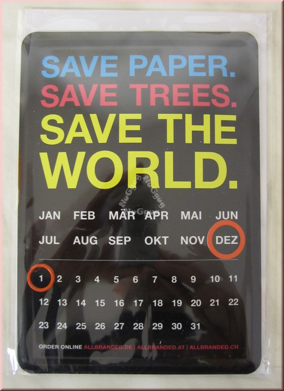 Ewiger Kalender "Save Paper. Save Trees. Save the World.", Postkartengröße