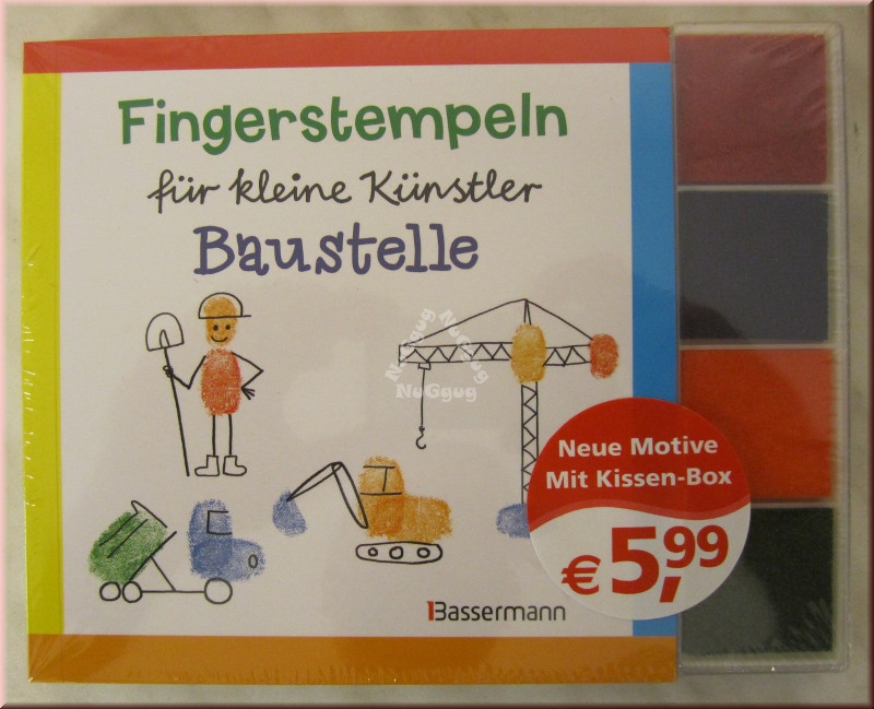 Fingerstempeln für kleine Kinder - Baustelle, mit Kissen-Box