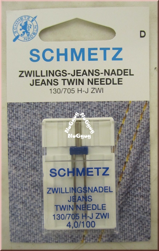 Nähmaschinennadel Zwillings-Nadel 4,0/100, Jeans, 130/705 H-J ZWI, von Schmetz